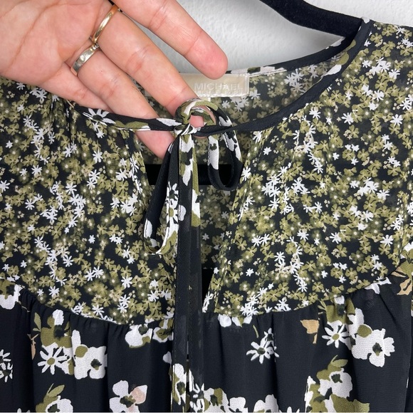 MICHAEL Michael Kors black green long sleeve mini dress fit & flare size M - Picture 3 of 14